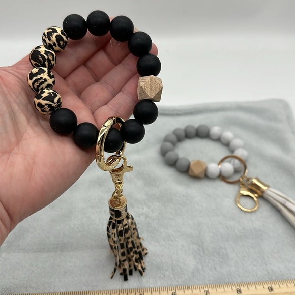 Silicone Bangle Wristlets Keychain Bracelets with Tassels—2 pack Total - Picture 2 of 7